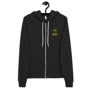 The Happy Community Band [POSH COLLECTION] - EMBROIDERED GOLD LOGO Sporty Deluxe Zipper Hoodie- Unisex