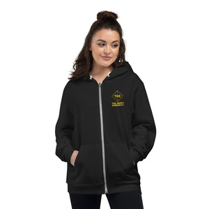 The Happy Community Band [POSH COLLECTION] - EMBROIDERED GOLD LOGO Sporty Deluxe Zipper Hoodie- Unisex
